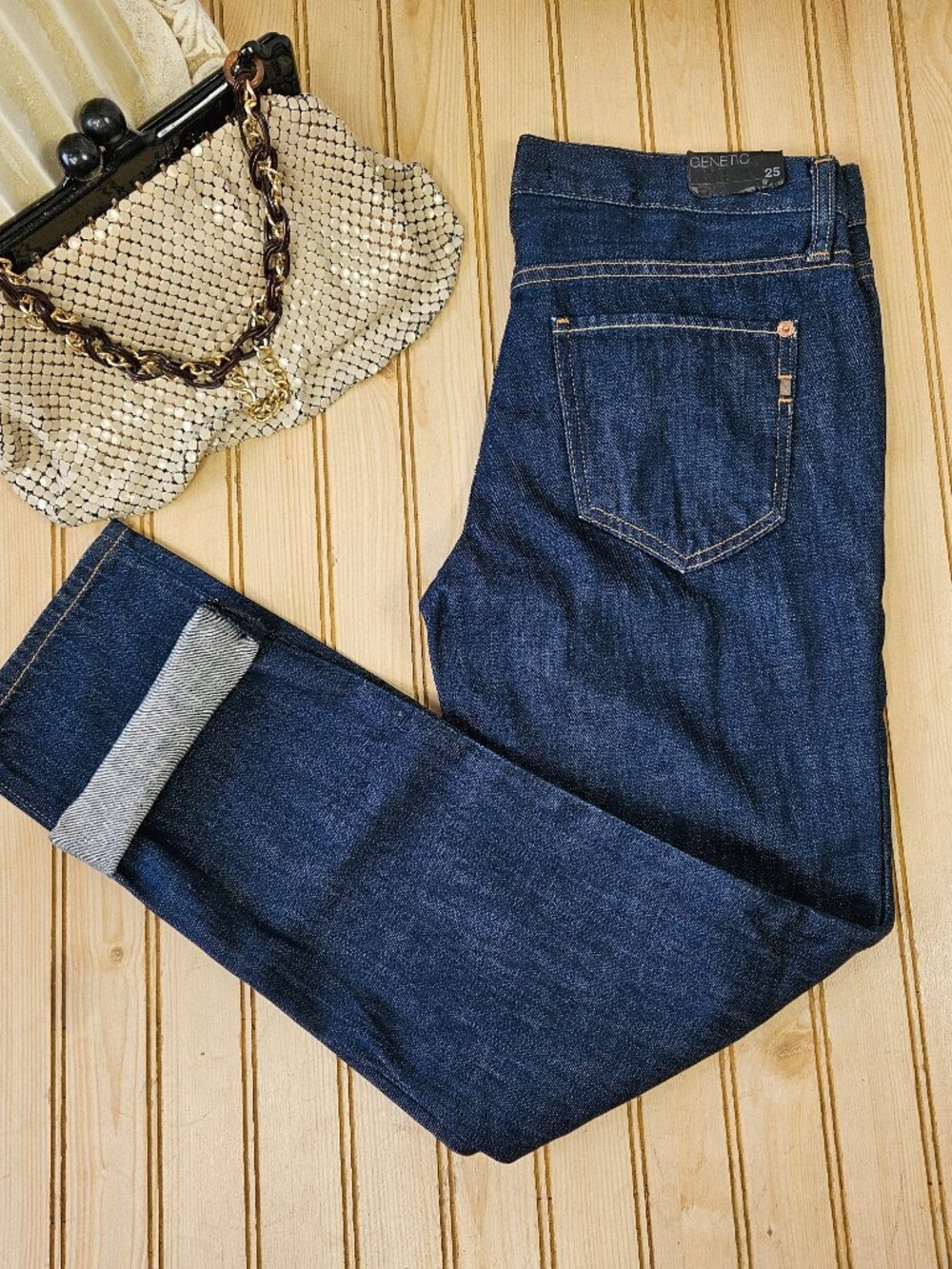 NWOT Genetic Denim Size 25 Alexa Slim Boyfriend Crop Rockabilly Dark Wash Jeans